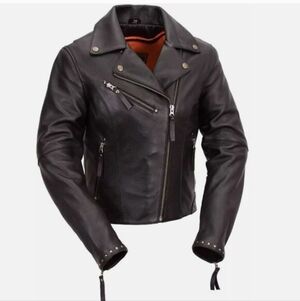 First Classics Heavy Black Leather Biker Jacket